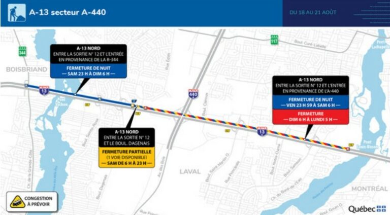 Highway 13 from Laval to be Closed